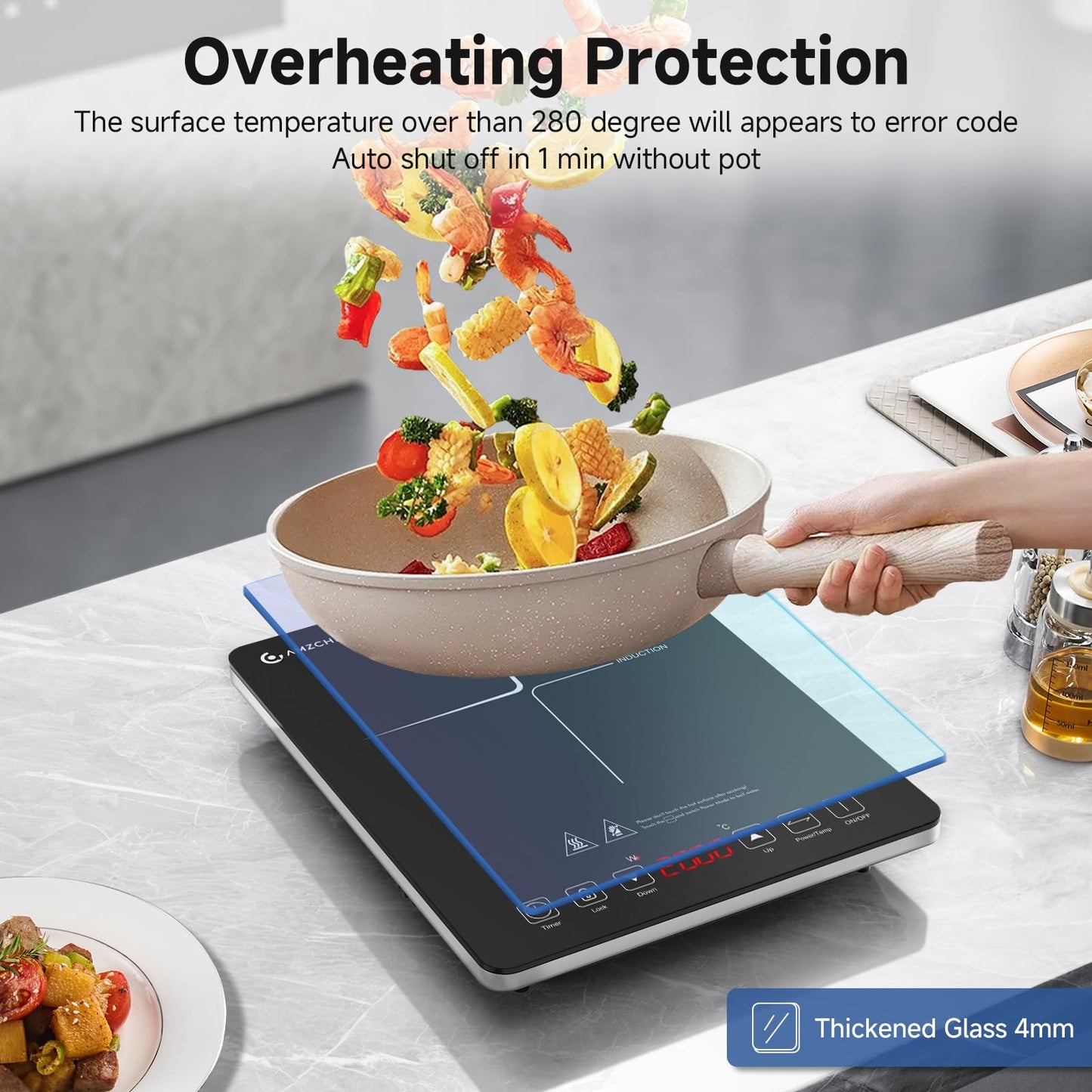 AMZCHEF Induktionskochplatte 2000W 1 Platte