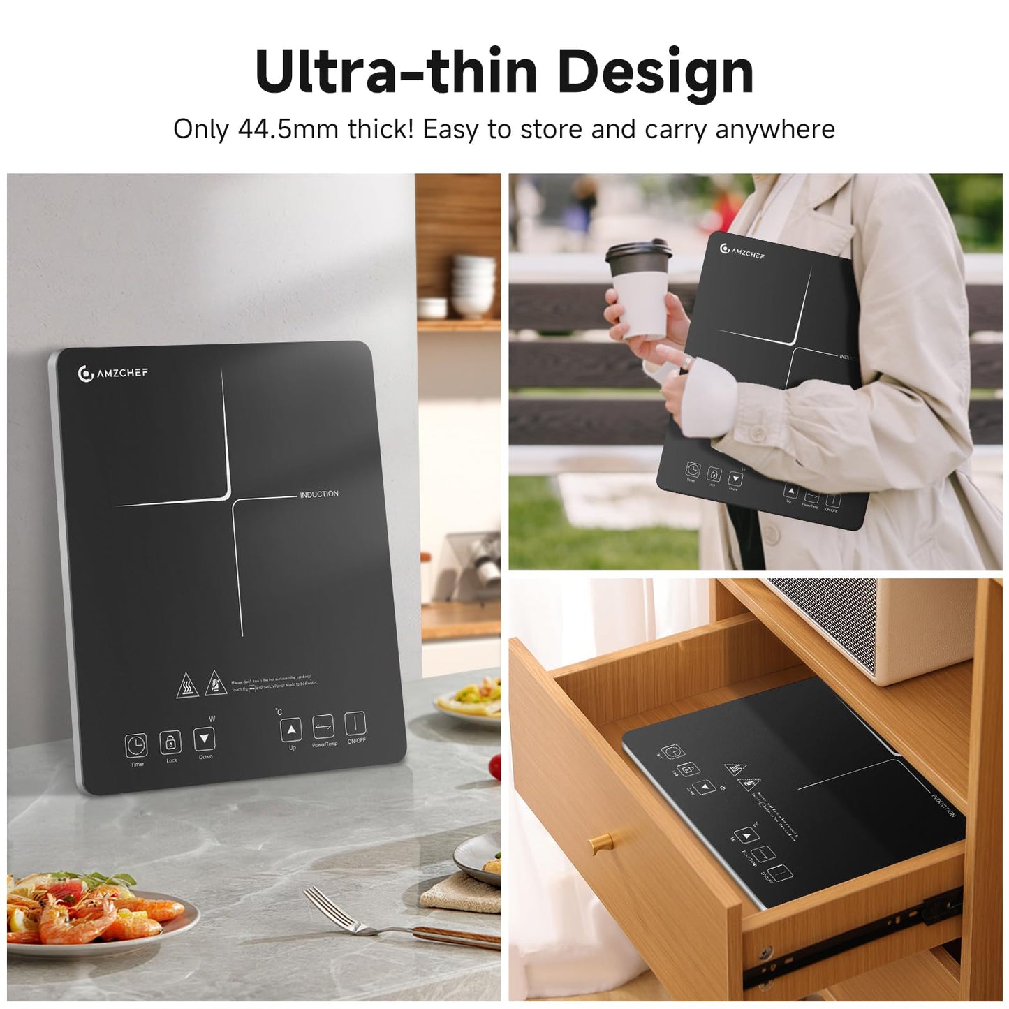 AMZCHEF Induktionskochplatte 2000W 1 Platte