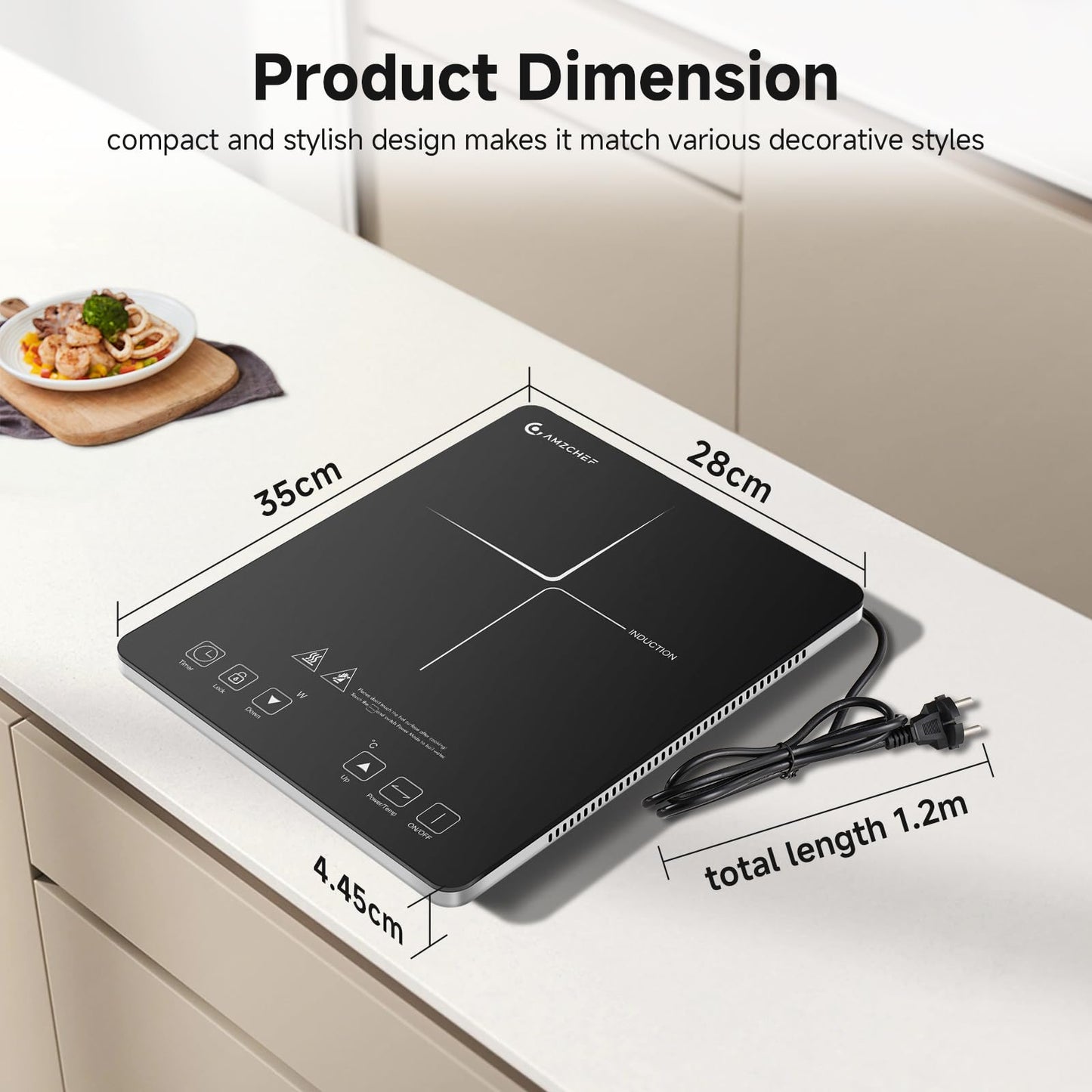 AMZCHEF Induktionskochplatte 2000W 1 Platte