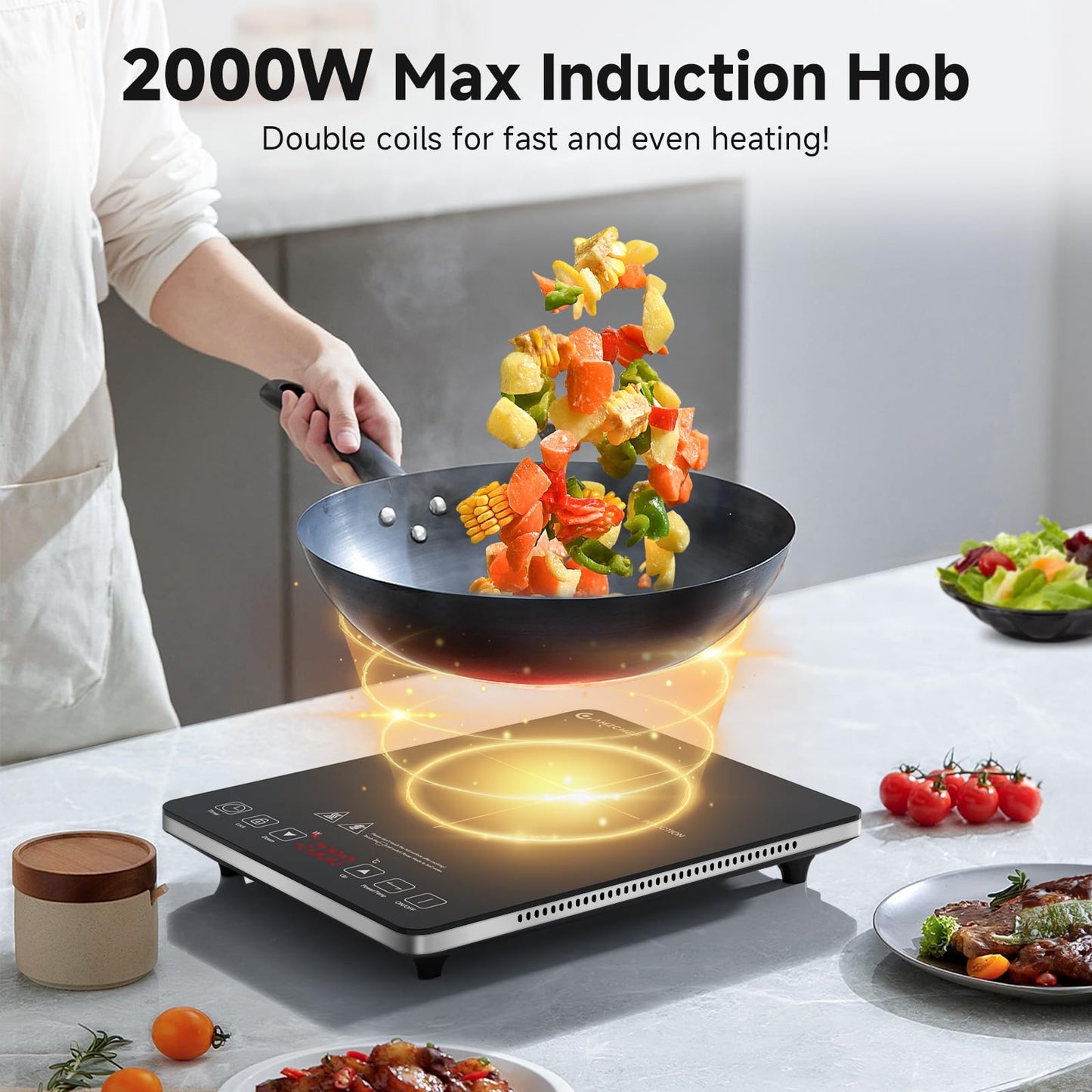 AMZCHEF Induktionskochplatte 2000W 1 Platte